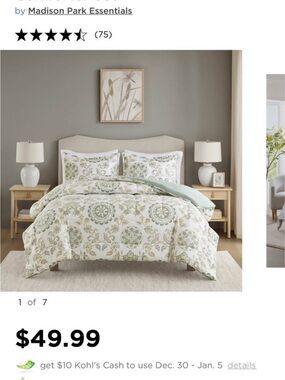 Madison Park Sage and White Medallion Comforter Set
